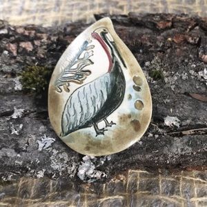 Vintage hand-painted Stork